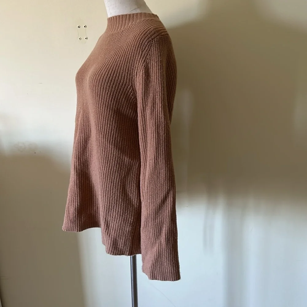 A.L.C. Camel Tan MARKELL Wool Cashmere‎ Lace-Up Back Crewneck Sweater
